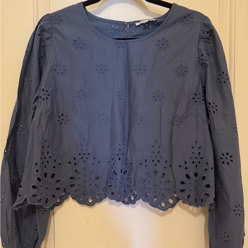 Blue Eyelet Women's Top